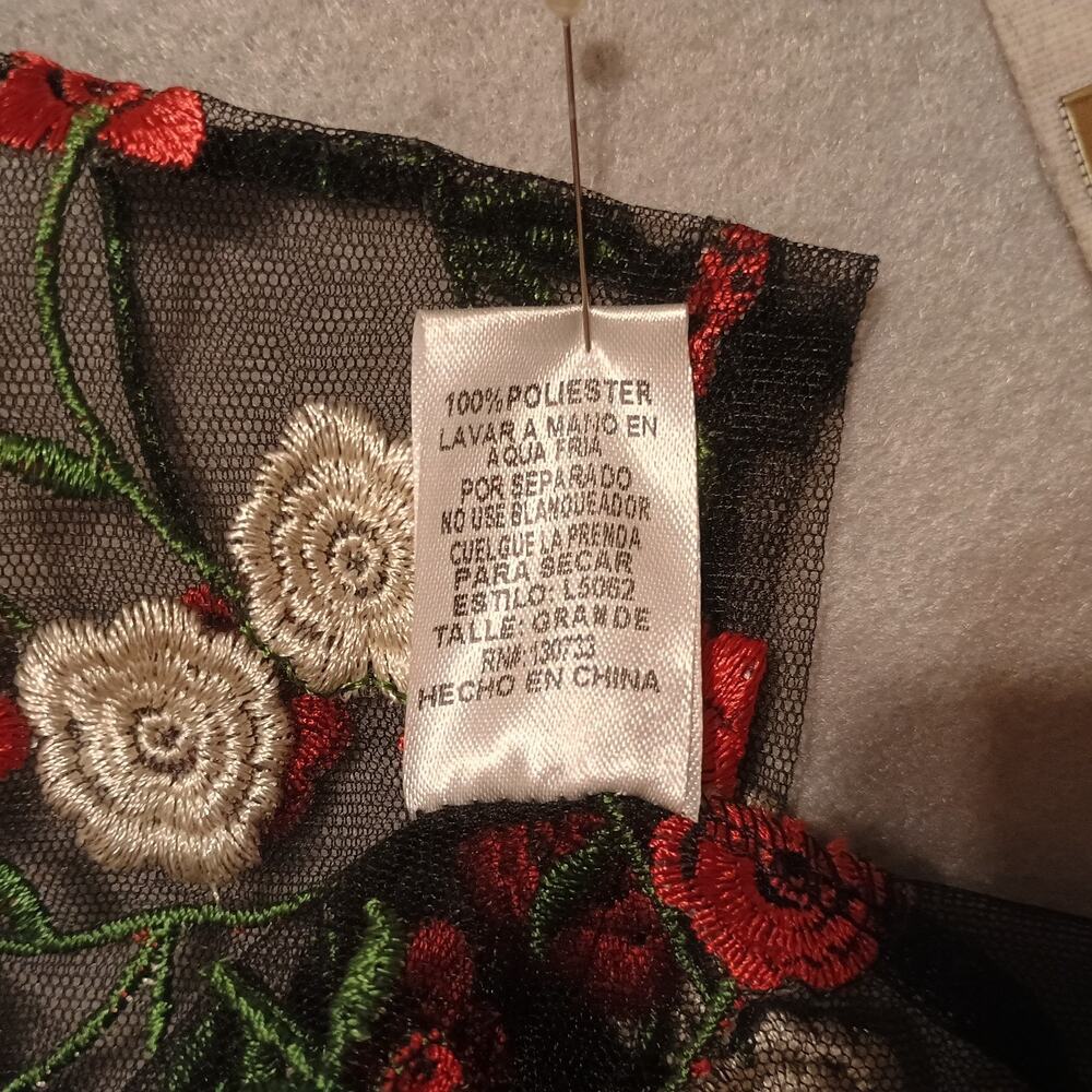 Umgee Floral Embroidered Sheer Kimono Size L Beachy - Picture 6 of 8